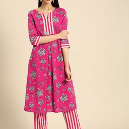 Anouk Women Pure Cotton Floral Printed Kurta with Trousers-picture-45