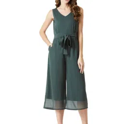 Miss Chase Dark Green Below Knee Belted Jumpsuit-image-52