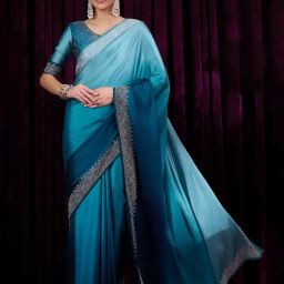 Saree Mall Blue Embellished Sarees With Unstitched Blouse-image-55