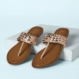 People by Pantaloons Women's Rose Gold T-Strap Sandals-image-60