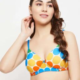 Clovia Multicolored Polka Dots T-Shirt Bra-image-96
