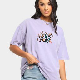 RAYACLOSET Women Printed Raw Edge T-shirt-image-84