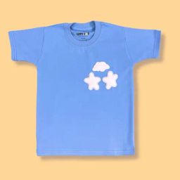 Tippy Top Kids Light Blue Self Design T-Shirt-image-100
