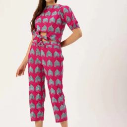 Clt.S Pink Cotton Regular Fit Printed Pyjamas Set-picture-35