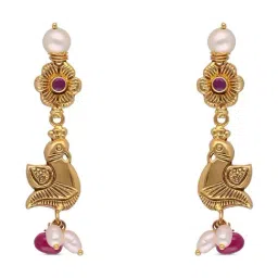 CKC Peacock Design Gold Eardrops: Regal Splendor-picture-21