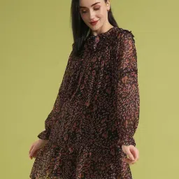 Globus Black Printed A Line Dress-image-97