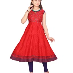 Aarika Kids Red with Yellow Printed Kurti with Leggingss-picture-1