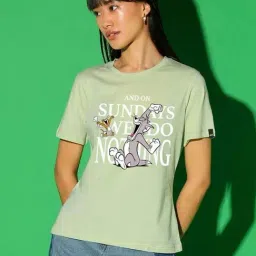 Bewakoof Green Graphic Regular Fit T-Shirt-picture-30
