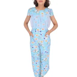 Cutecumber Kids Blue Floral Print Jumpsuit-image-79