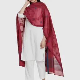 Fabindia Red Embroidered Dupatta-image-51