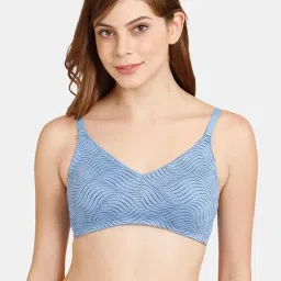 Rosaline by Zivame Blue Printed Non-Padded T-Shirt Bra-image-59