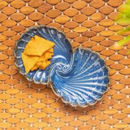 ExclusiveLane Reef Blue Ceramic Serving Platter - Set of 2-45