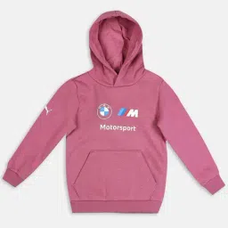 Puma Kids BMW MMS ESS Pink & White Cotton Printed Full Sleeves Hoodie-image-88