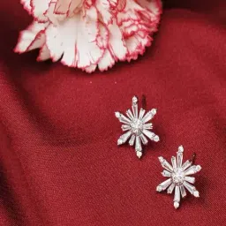 Fashka Starburst Silver Stud Earrings-37