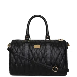 KLEIO Black Textured Medium Bowler Handbag-image-91