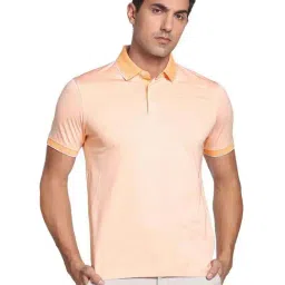 Arrow Peach Cotton Regular Fit Striped Polo T-Shirt-image-12