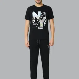 Van Heusen Athleisure Regular Fit Drawstring Waist Side Panel Solid Joggers - Black-image-62