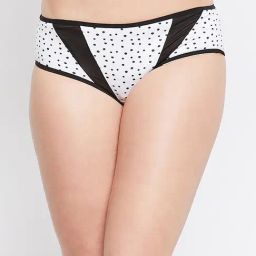 Clovia White & Black Cotton Polka Dots Hipster Panty-image-21