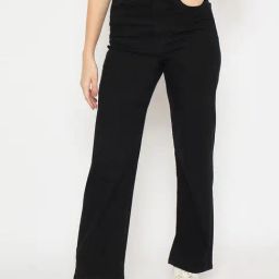 Madame Black Cotton Solid Jeans-image-103