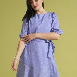 Globus Lavender Polka Dot A Line Dress-image-59
