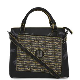 Eume Dragonfly Black Leather Printed Handbag-image-68