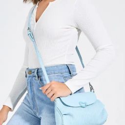 Styli Blue Textured Sling Handbag-image-44
