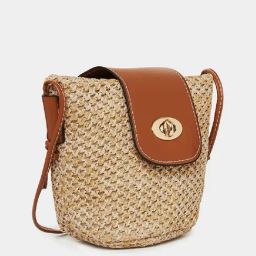 Styli Brown & Beige Textured Sling Handbag-image-10