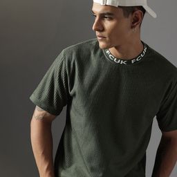 FCUK Men Self Design Oversized T-shirt-image-91