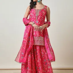 Soch Fuchsia Printed Kurta With Palazzo & Dupatta-picture-8