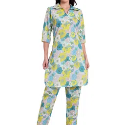 TILISM Pure-Cotton Printed Tunic With Trouser Co-ords-17