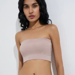 Superstar by Westside Beige Ribbed Seam-Free Bandeau Bra-picture-26