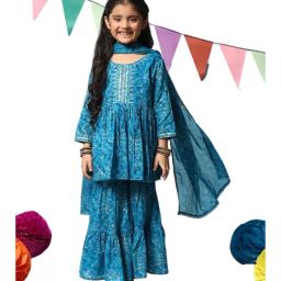 Biba Girls Green Kurta Set-26