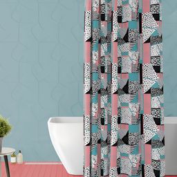 ArtzFolio Green and White Geometric Printed Waterproof Shower Curtain-image-46