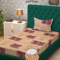 Klotthe Yellow 400 TC Cotton Single Elastic Bedsheet with Pillow Cover-image-118