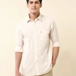U.S. Polo Assn. Beige Cotton Regular Fit Striped Shirt-picture-15