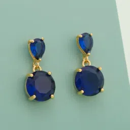 Kushal's Fashion Jewellery Sapphire Gold Polished Zircon Earring for Women-picture-44