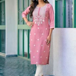 Skylee Rose Pink Embroidered Straight Kurta-41