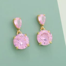Kushal's Fashion Jewellery Pink Gold Polished Zircon Earring for Women-picture-25