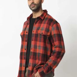 Rare Rabbit Rust Relaxed Fit Checks Shaket image 3