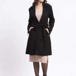 MADAME Black Plain Trench Coat-picture-46