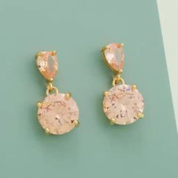 Kushal's Fashion Jewellery Champagne Gold Polished Zircon Earring for Women-picture-8