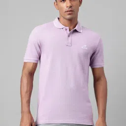 ALCIS Purple Melange Soft-Touch Regular Fit Athleisure Polo T-Shirt-picture-7