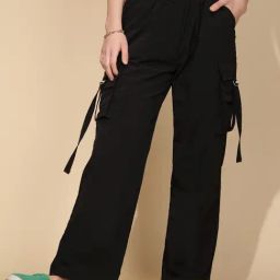 Global Republic Black Regular Fit Mid Rise Cargo Pants-image-46