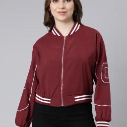 SHOWOFF Maroon Regular Fit Bomber Jacket-picture-25