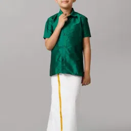 Ramraj Boys Green White Shirt & Dhoti Set-picture-17