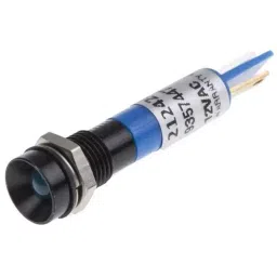 RS PRO Blue Panel Mount Indicator 12 V, Mounting Hole Size 8 mm, Termination Type Solder Tab, IP Rating IP67, Model No 212424-11