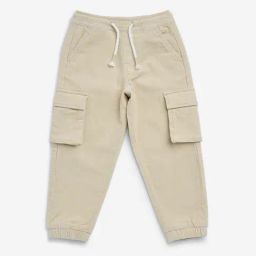 HOP Kids by Westside Beige Cargo-Style Mid-Rise Cotton Blend Joggers-image-26