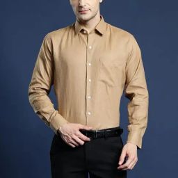 Hancock Khaki Slim Fit Solid Shirts-picture-28