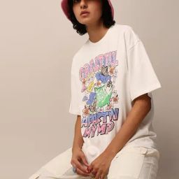 Only White Cotton Graphic Print T-Shirt-image-17