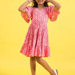StyloBug Girls Pink Printed Dress-image-55